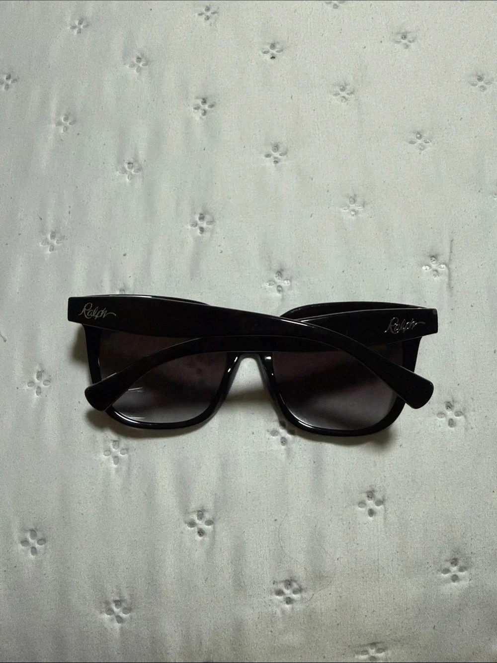 Ralph Lauren Black Cat-Eye Sunglasses with Polka Dot Interior